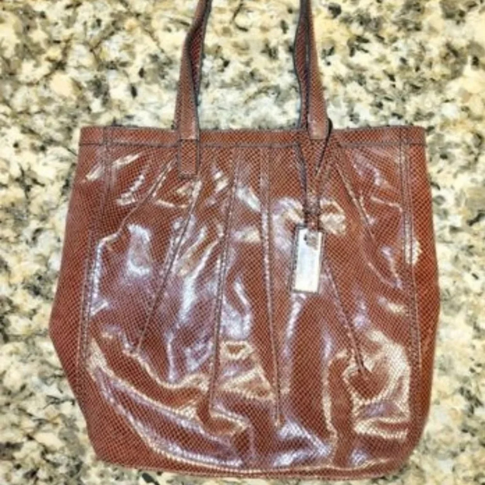 Calvin Klein Brown Snakeskin Python Print Leather… - image 1